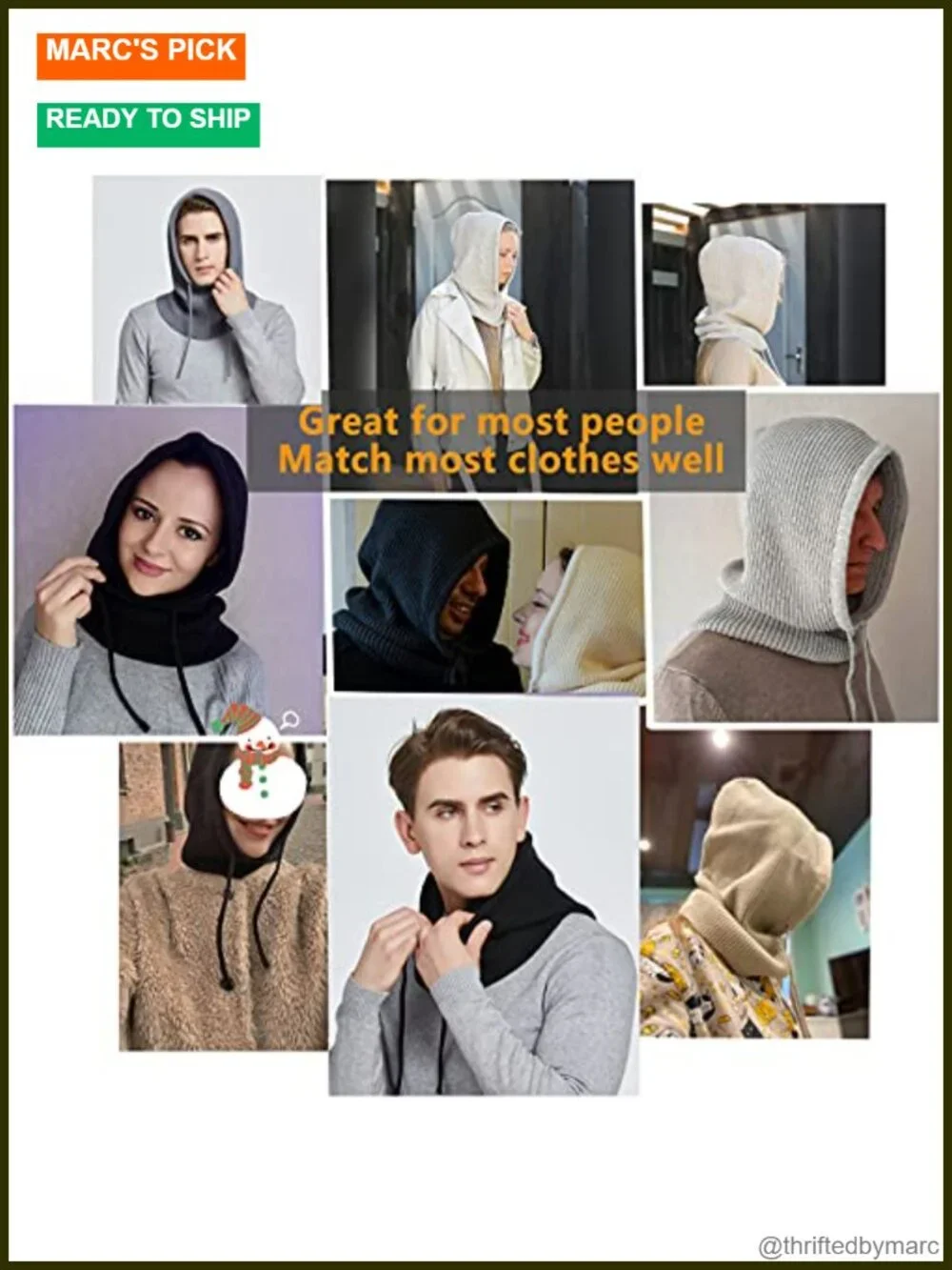 Wool Blend Knit Balaclava Convertible Hat Scarf Beanie for Women Men